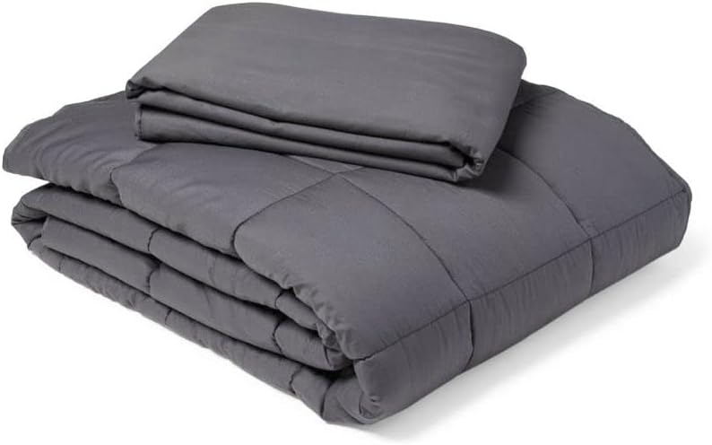 Medline Manta con peso para adultos y funda de edredón con cuentas de vidrio de primera calidad, la manta mide 15 libras, 48 x 72 pulgadas, para