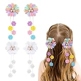 LunarCharm 4 piezas de lazos para el pelo para niñas, accesorios florales para el pelo para niñas, lazos de cinta grosgrain con pinzas de cocodrilo, accesorios para el pelo de niñas