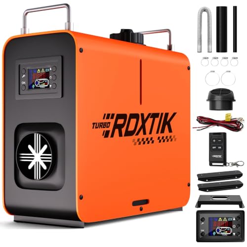 RDXTIK 8KW Diesel Heater, 5L 12V/24V All in One Diesel Heater with LCD Switch, Remote Control, Muffler for Truck, RV, Home, Car, Campers, Boat, Orange