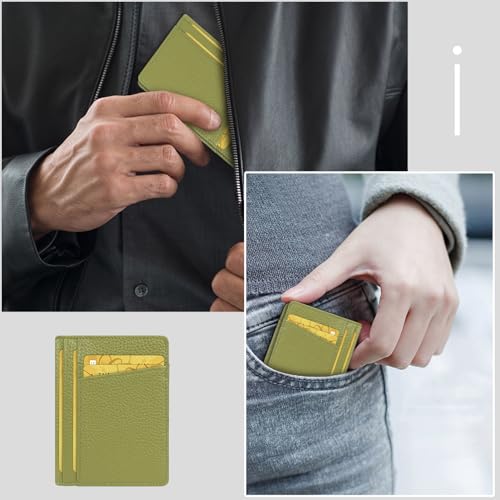 Image of Unaone Slim Minimalist Wallet - Premium Leather RFID Blocking Front Pocket Wallets with 8 Card Slots and 2 ID Window, Green