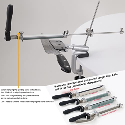 Ruixin Pro Rx-008 Kitchen Knife Sharpener System With 10 Whetstones, 360° Rotation Flip Design, Fixed Angle Stainless Steel Professional Chef Knife Sharpening Kit Fine Grinding Polishing Tool #TOP4