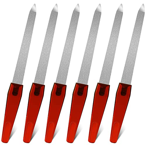 Sword Nail File,6 Pack Metal Nail File For Natural Nails Double Sided Sapphire Grit Nail File Stainless Steel Nail File With Non Slip Handle Professional Manicure Tools For Fingernails, Toenails #TOP4