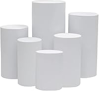 Vista 2 de Cubiertas elásticas de elastano para pedestal de cilindro de metal, fundas de soporte de caja de exhibición, bodas, cumpleaños, despedidas