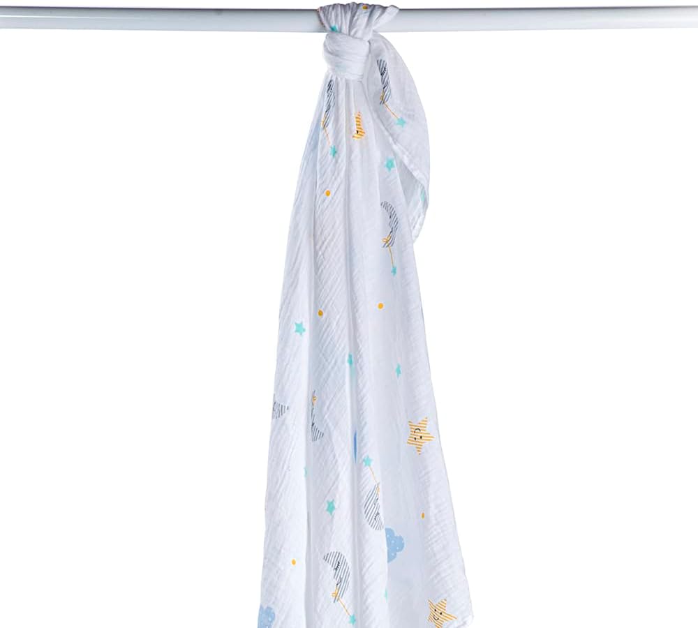 Lulujo Baby Swaddle Blanket| Unisex Softest 100% Cotton Muslin Swaddle Blanket| Neutral Receiving Blanket for Girls & Boys | 47in x 47in Dreamland