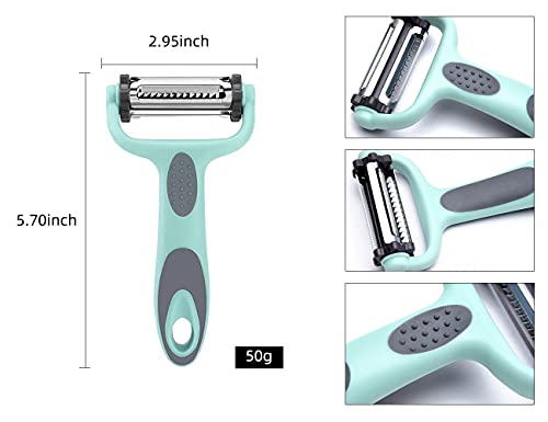 Symgila Kitchen Peeler Slice Julienne Peelers For Vegetables Fruit Carrot Potato Stainless Steel Sharp Blades Multifunctional Kitchen Tools Green (Green) #TOP2