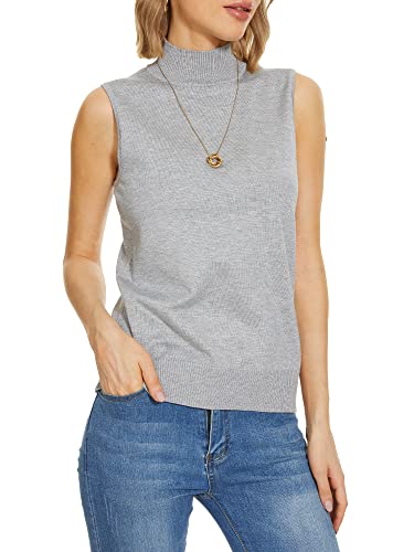 Image of INKOFF Sleeveless Mock Neck Turtleneck Knit Tops Women Dressy Casual Sweater Vest Business Work Tank