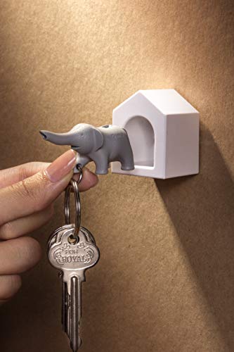 Qualy 5217045Gy Key Holder, Elephant Keyring, Gray #TOP6