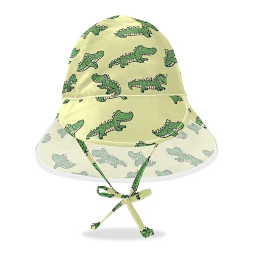 Baby Sun Hats Baby Boys Summer Hat Baby Girls' Sun Protection Large Brim Traveling Swim Hat Cartoon Cute Green Crocodile