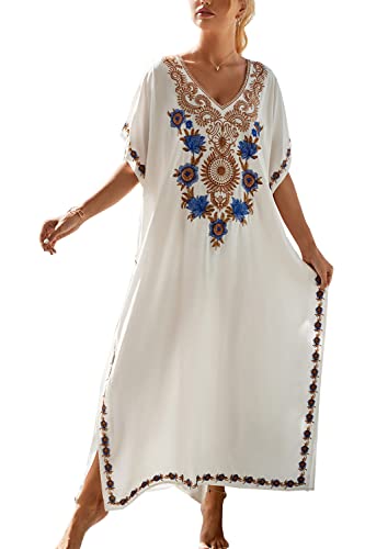 L-Peach Loungewear Ricamo Caftano Donna Kimono...