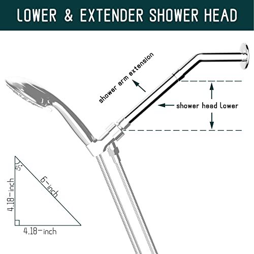 Ifealclear Shower Arm Extension, Solid Brass Shower Head Extension Arm Water Outlet Lowers Existing Shower Head, Easy To Install & Durable Shower Pipe Extension For Bathroom, 6 Inch Chrome Finish 1Pc #TOP3