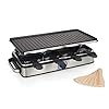 Princess 162645 Raclette 8 Grill Deluxe – Omkeerbare grillplaat – RVS behuizing, geborsteld roestvrij staal