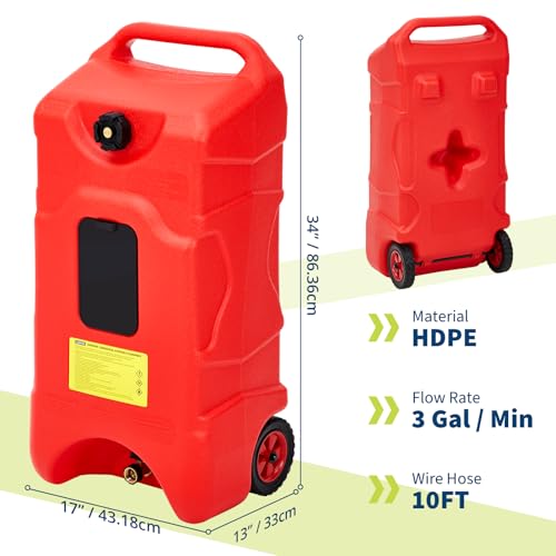 PeacefulHues Upgraded 16 Gallon Gas Tank, Heavy-Duty Fuel Can with Manual Transfer Pump & 10FT Hose, Portable Gas Can with Casters, Leak-Proof Gas Container for Lawn Mowers, Tractor, Boat, Snow Blow by PeacefulHues - Image 5