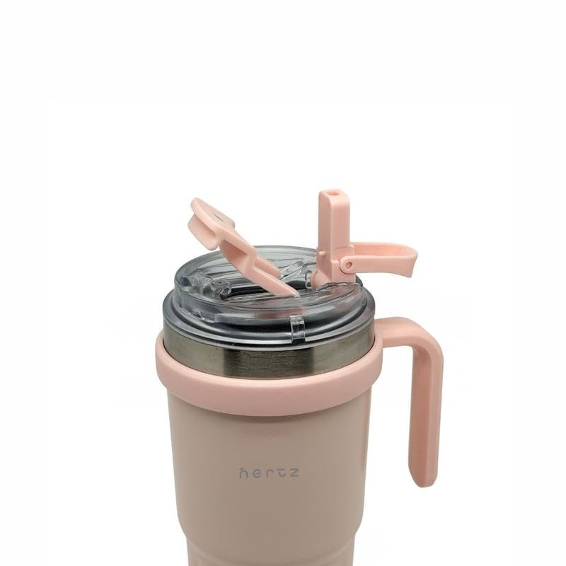 Image of NERTZ Groove Tumbler 600ml Stainless Steel Insulated Double Wall Vacuum Bottle with Straw Lid & Wide Mouth Lid Hot & Cold Leak Proof BPA Free for Gym, Travel, Office