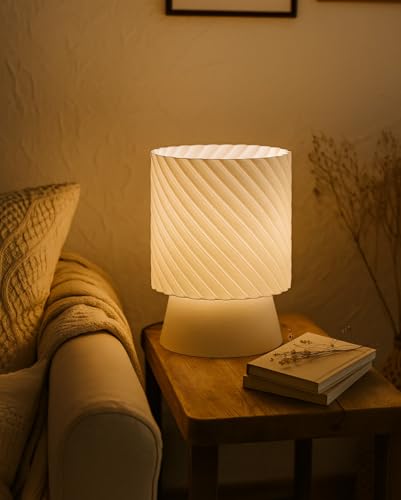 Image of Modern Spiral Table Lamp, Classic Bedside Desk lamp for Living Room Bedroom, Dining, Restaurant, Farmhouse Nightstand Study Lamps with on /off switch (off White, without bulb,Wedding Gift)