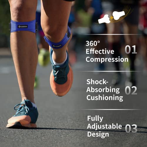 CAMBIVO Patella Tendon Knee Strap 2 Pack, Adjustable Knee Braces for Knee Pain, Knee Support Band for Running, Hiking, Volleyball, Jumpers Knee, Tennis, Tendonitis （Blue）