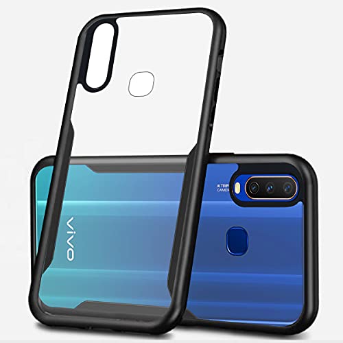 Image of Jkobi Back Cover Case for Vivo Y12 | Y15 | Y17 (Crystal Glass Back | Camera Protection | Shockproof Bumpers | Professional Black)