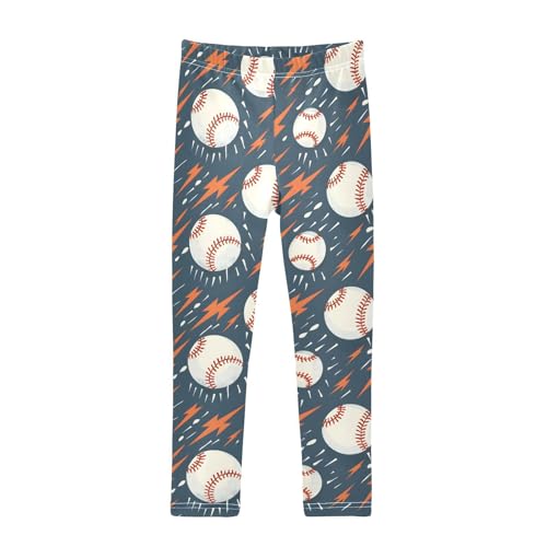 Cartoon Baseball Lightning Girls Leggings Soft Stretch Workout Yoga Dance Pants for Kids Casual Tights