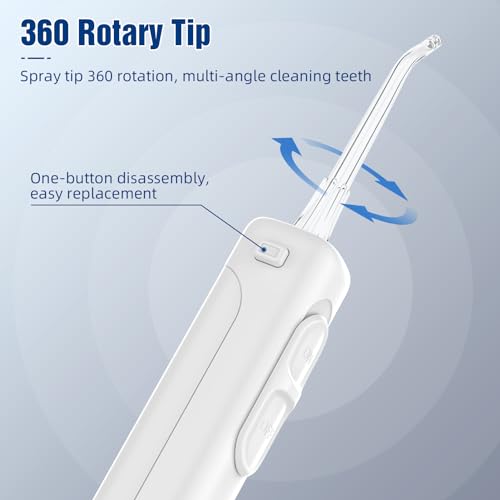 Sawgmore Munddusche, Elektrische Zahnzwischenraumreiniger mit 10 Einstellbaren Druckstufen, 600ml Fassungsvermögen, Oral Irrigator mit 5 multifunktionalen Düsenspitzen für Zuhause (Weiß) – Bild 6