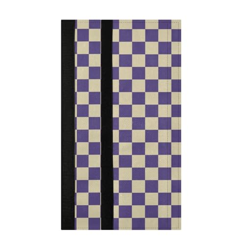voucong Cubierta para manija de puerta de microondas a cuadros americanos morados y blancos, lavable, decoración del hogar, mantiene los electrodomésticos de cocina limpios y sin manchas de huellas