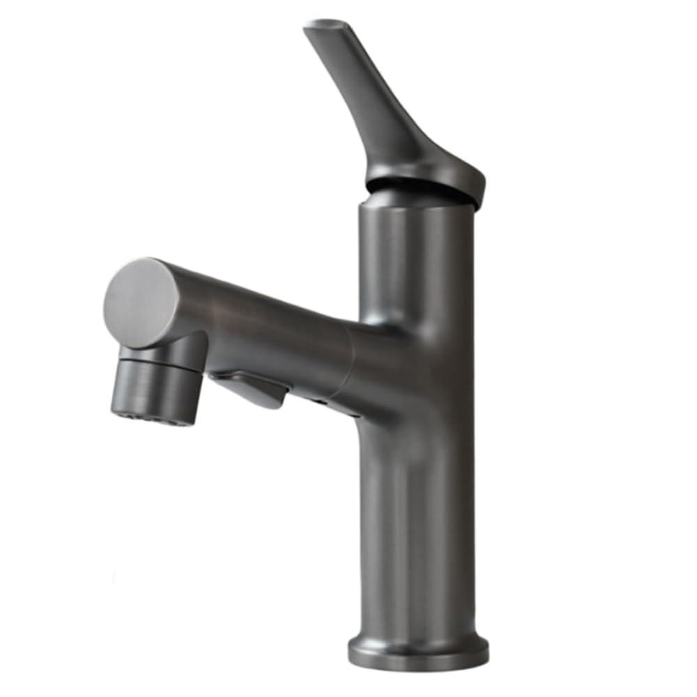 ZYCHSJXA Copper Pull-Out Hot and Cold Basin Mode Stretchable Shampoo Bathroom Faucet (Grey)