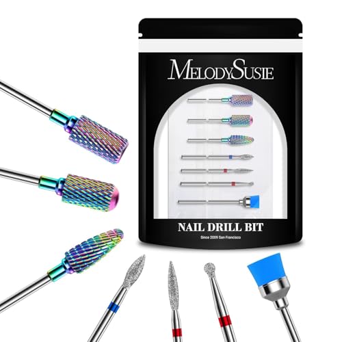 MelodySusie Nagelfräser Bits Set, 7Stk Wolframkarbid Diamant Bits für Acrylnägel Poly Gel Nagelhaut entfernen, 3/32'' Professionelle Nagelbits für Nagelfräser Efeil (mehrfarbig)