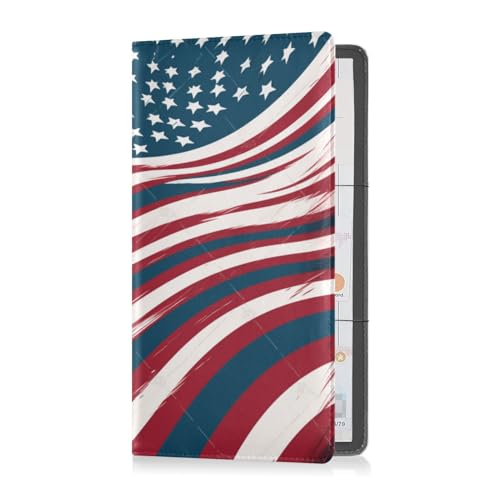 Porta carte di registrazione e assicurazione da da auto pelle di alta qualità per uomini e donne portadocumenti per qualsiasi da da auto camion moto rimorchio o barca bandiera americana elementi festivi