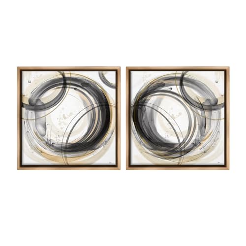 Stupell Industries Concentric Circles Pattern 2 Piece Framed Floater Canvas Set by Nan