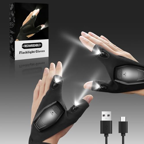 BIRDLINE LED Flashlight Gloves, USB Rechargable Flashlight Glove,...