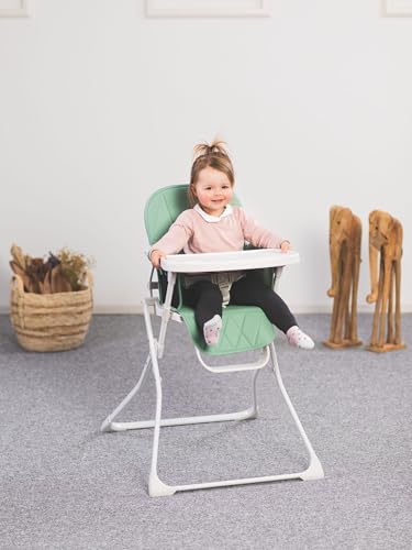Fillikid Hochstuhl Tom Exklusiv, Kinder Hochstuhl ab 6 Monate bis 15 kg, Klappbarer Hochstuhl, mit Tisch, Einhändig Verstellbare Rückenlehne, Ultra Leicht, Klappbar Tisch 5-Punkt Gurt