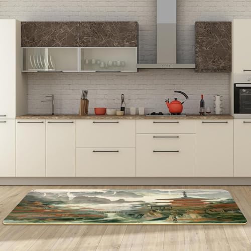 Tapete de cocina para pasillo y cuarto de lavado con templos de montaña 3