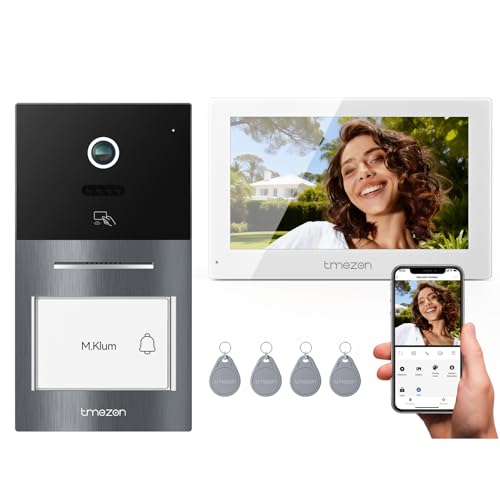 TMEZON Visiophone Connecté Filaire 2 Fils Y70,Interphone Vidéo WiFi avec Écran Tactile IP,Sonnette vidéo avec Caméra Vision Nocturne,Déverrouillage APP à...