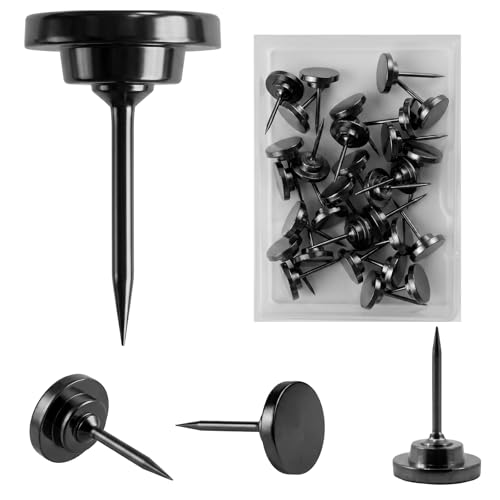 30 Pcs Metal Push Pins Black Thumb Tacks or for Cork Board Bulletin Board, Photos Wall Maps,Picture Hanging and Other Offices Schools Supplies Christmas Decoration