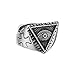 CRYPIN Herren Edelstahlring Das allsehende Auge Illuminati Eye of Providence Pyramide/Augensymbol ， Größe 7-13