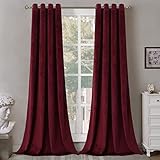 BGment Burgundy Velvet Curtains 108 Inches for Living Room Thermal Insulated Room Darkening Curtains Soft Privacy Grommet Luxury Curtains for Bedroom, Burgundy Red, 52 x 108 Inch, Set of 2 Panels