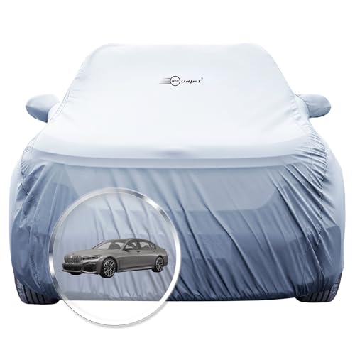 Image of NEODRIFT 'SilverTech' Car Cover for BMW 7 Series (100% Water-Resistant, All Weather Protection, Tailored Fit, Multi-Layered & Breathable Fabric) (Colour: Silver) (Model: 2010-2022)