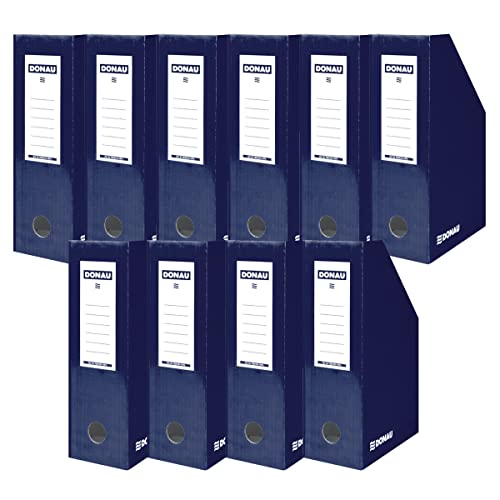 DONAU 7648101-18FSC Stehsammler Stehordner Archive Box Pappe A4/ 10er Pack/ 10 Stück/Lackierter Karton - Dunkelblau/bis zu 1000 Blatt Für Büro, Schule und Zuhause zur Aufbewahrung von Dokumenten