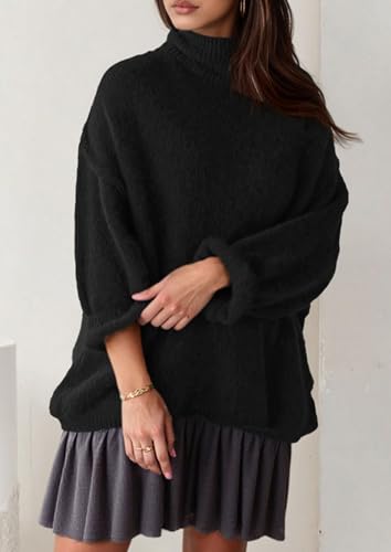 PRETTYGARDEN Oversized Sweaters for Women Fall Clothes 2025 Long Sleeve Mock Neck Tops Chunky Knit Pullover Winter Clothing4