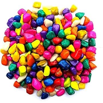 CS400 Colored Decorative Multicolor Stones (400gm) for Home, Outdoor Decoration, Art & Craft, Vase Fillers, Aquarium, Fish Tank, Garden, Lawn, Colorful Polished Pebble Stones, Mixed Rainbow Colors