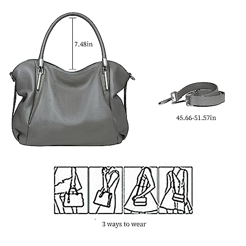 Image of HESHE Leather Shoulder Purses for Women Tote Handbags Satchel Hobo Handbag | Designer Genuine Leather Travel Top Handle Work Bag Ladies Crossbody Purses Adjustable Straps Large Capacity Zippered Closure