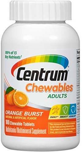 Centerum Chewable Orange Flavor Multivitamin/Multimineral Supplement Tablet - 3 per Pack - 8 Packs per case.