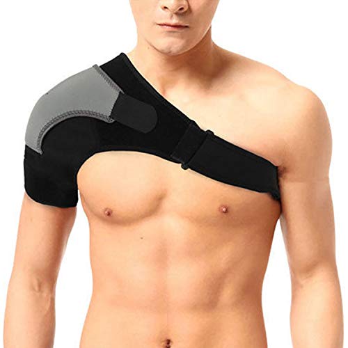 Image of TIMA Shoulder Support Double Lock Neoprene Adjustable Stretch Strap Brace Support Medical Posture Compression Shoulder Pad, Black & Grey, Universal, 1 Unit