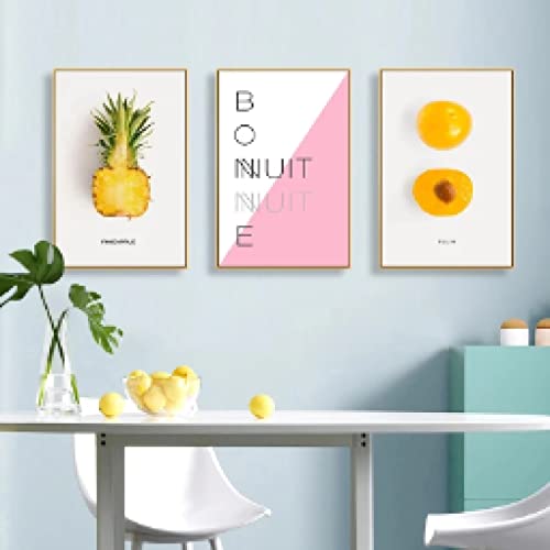Toile murale fruits ananas fraise 60x90cm sans cadre pour cuisine nordique