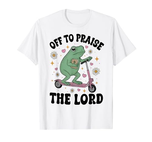 Off to Praise The Lord Funny Christian Frog Bible Study T-Shirt