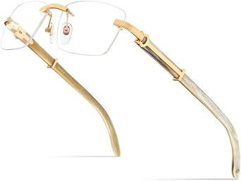 HEPIDEM 100٪ حقا الجاموس القرن نظارات يدوية إطار مربع Rimless Luxury Buffs نظارات