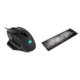 Corsair CH-9306011-NA 10-Button Gaming Mouse, Black & Corsair Extended Gaming Mouse Pad, Multicolor