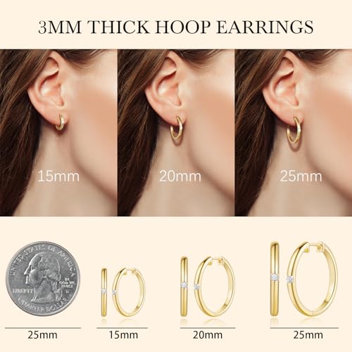 Gold Earrings for Women 14K Gold Hoop Earrings for Women Radiant Cubic Zirconia Comfortable Huggie Hoop Earring 15/20/25mm2