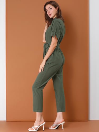 Mono de manga corta para mujer para paseos urbanos de algodón verde XS 2