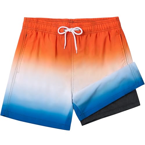 2-16 Years Boys Swim Trunks with Compression Liner Toddler Boy Swim Shorts Quick Dry Bathing Suit Beach Board Shorts