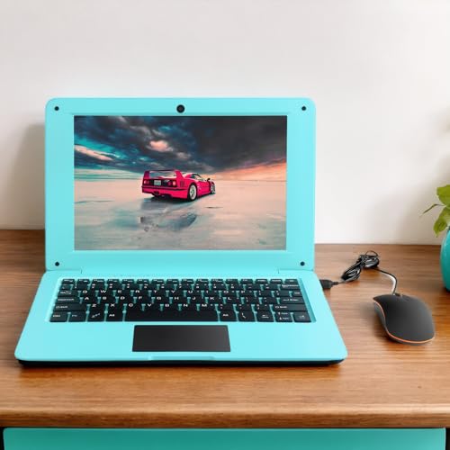 Image of Laptop Computer Mini 10 Inch Quad Core Powered by Android 12 Netbook 64GB Small Computer with WiFi Webcam Bluetooth,Charger Mouse Included,Suitable for Children and Students, 4 Color Options (Blue)