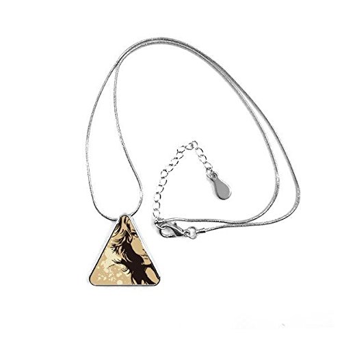 Collier triangle femme chaîne bijoux pendentif dessin de silhouette